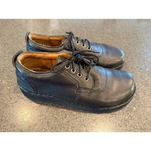 Born Oxford Women's‎ Sz 8.5 Black Leather Lace Up Low Derby Shoes B3985